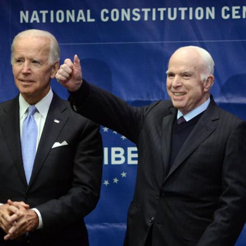 Joe, Biden, John McCain in Philadelphia, 2017