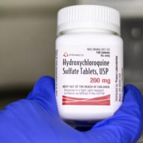 A bottle of Prasco Laboratories Hydroxychloroquine Sulphate.