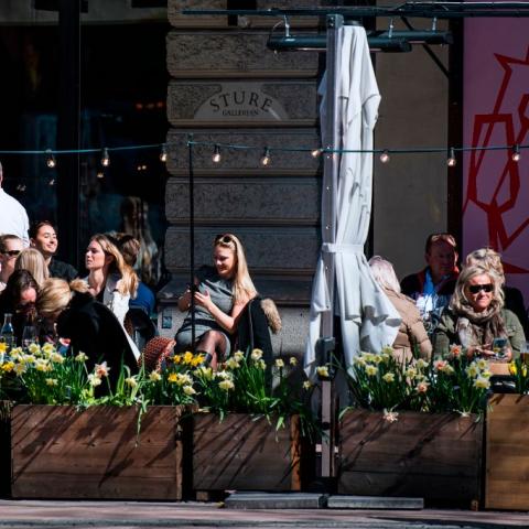 Sweden, sidewalk cafe