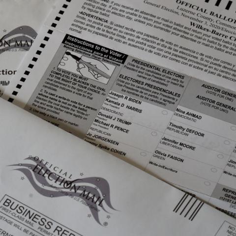 A mail-in ballot in Pennsylvania