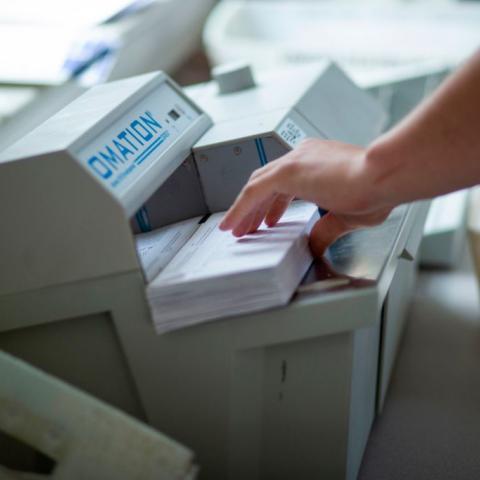 Election workers process ballots in Easton, PA, Nov. 3