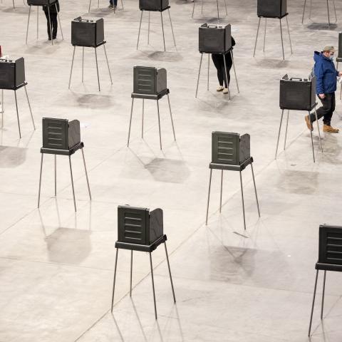 Voting booths in Bangor, ME, Nov. 3