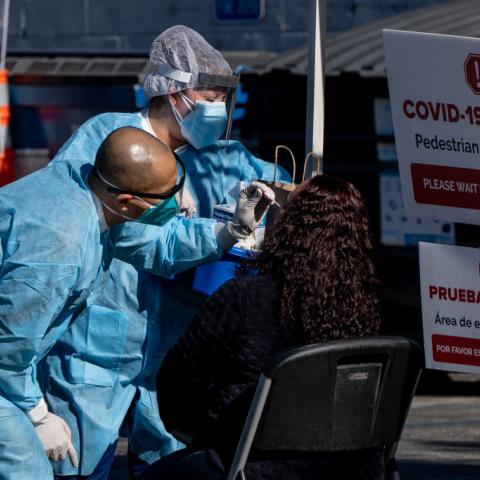 A COVID-19 testing site in Los Angeles, CA