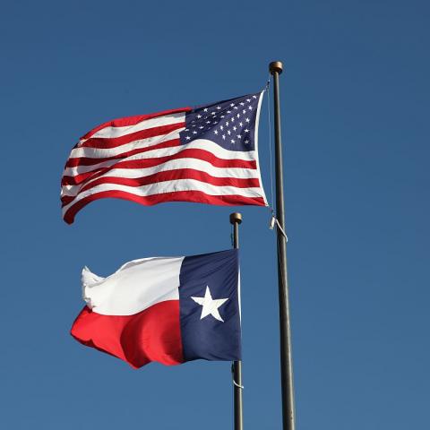 American and Texas flags
