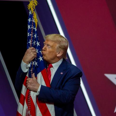 President Trump at CPAC in February 2020