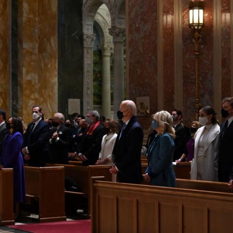 President Joe Biden at Mass, Jan. 20