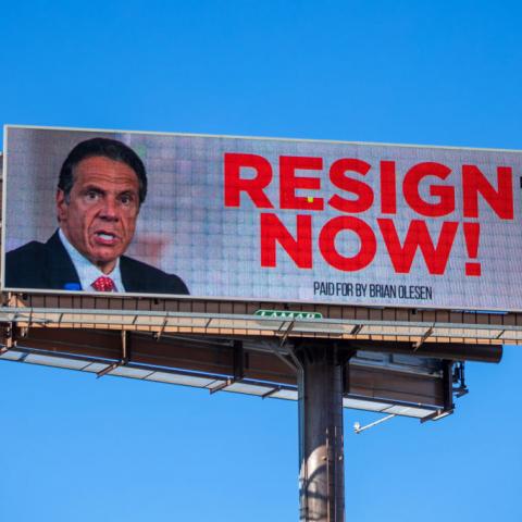 An anti-Cuomo billboard in Albany, N.Y., Mar. 02