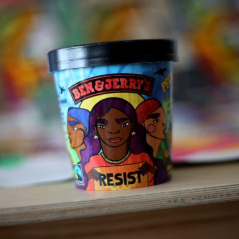 Ben & Jerry's 2018 "Pecan Resist" political ice cream pint.