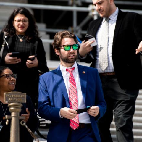  Rep. Joe Cunningham, D-S.C., walks down the House steps,  Feb. 28, 2020.  