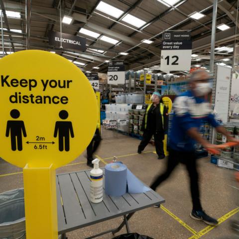 Social distancing signage in the United Kingdom