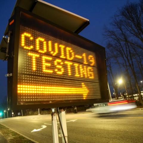 Digital sign in New York in March 2020