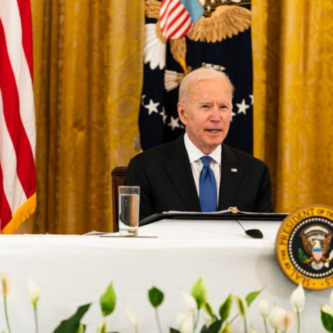 President Joe Biden speaks during a Cabinet Meeting on April 1