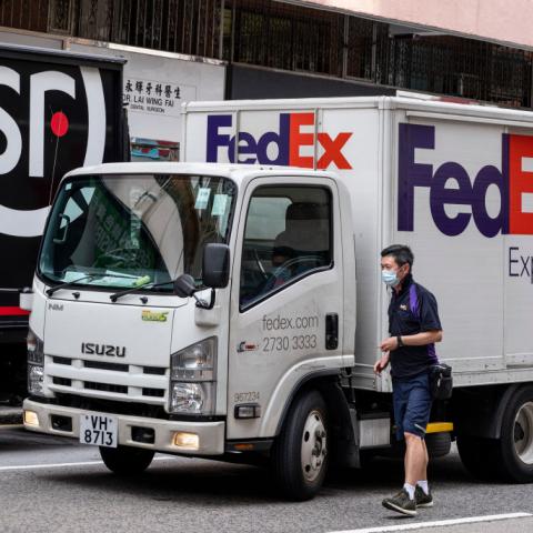 FedEx truck in Hong Kong