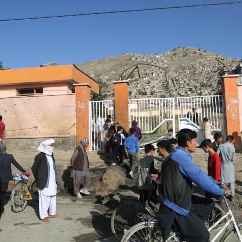 Photo on May 9, 2021 at site of car bomb attack in Kabul, Afghanistan