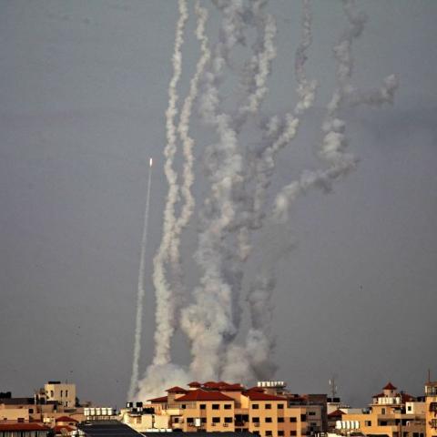 Rockets fired from Gaza by Hamas.