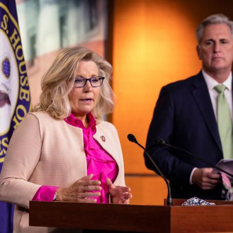 Liz Cheney and Kevin McCarthy, 2020.
