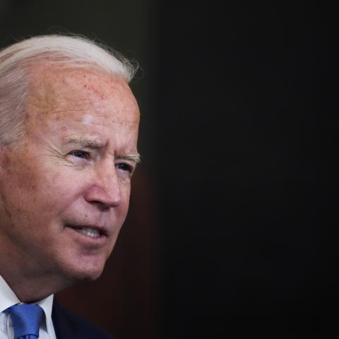 U.S. President Joe Biden speaks during an event to honor the 2020 WNBA champions Seattle Storm in the East Room of the White House on August 23, 2021 in Washington, DC.