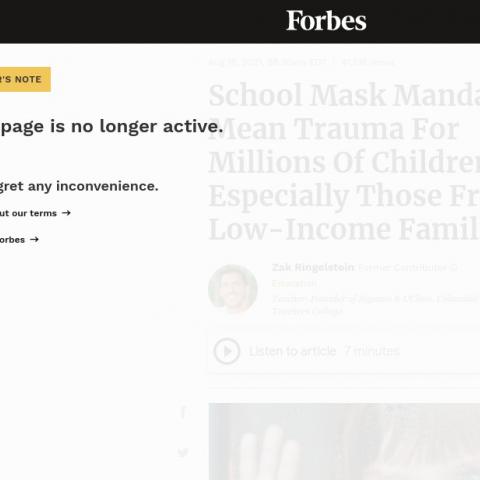 Senate Democratic nominee's broadside against school mask mandates disappears from Forbes