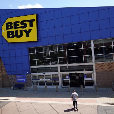 Customers shop at a Best Buy store on August 24, 2021 in Chicago, Illinois.
