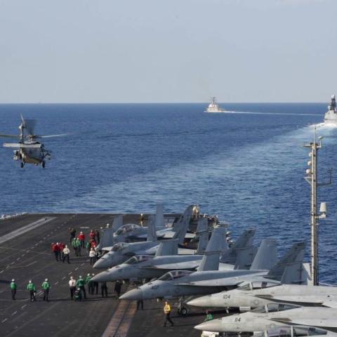 USS Abraham Lincoln in the Strait of Hormuz