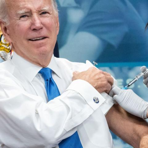 President Biden getting a COVID booster, Oct. 25
