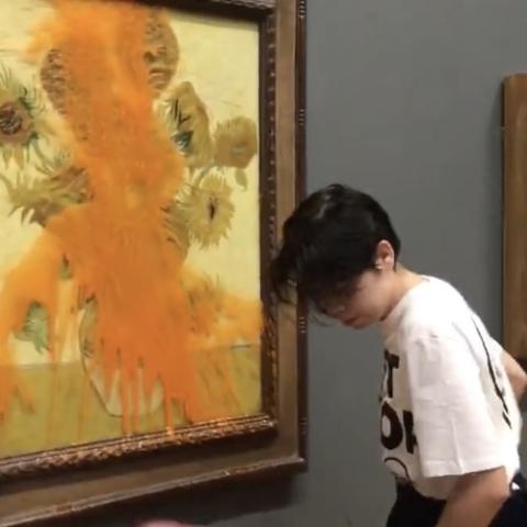 The painting after its attempted destruction