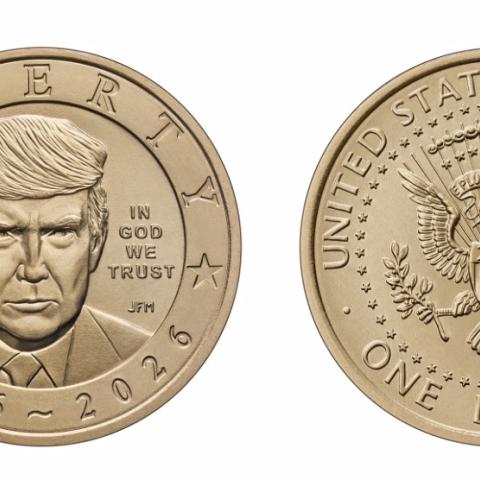 U.S. Treasurer strikes a Trump dollar coin, ends the penny and sells the last one for $16.7 million