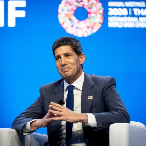 Fed Chair Warsh offers no insight into rate decisions at IMF meeting