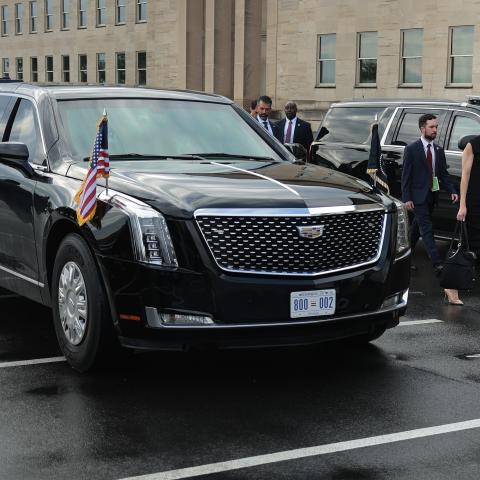 After flights grounded, Trump speeds limousine, known as 'The Beast' to Oklahoma GOP rally